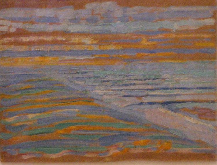 Piet Mondrian Piet Mondrian, View from the Dunes with Beach and Piers oil painting image